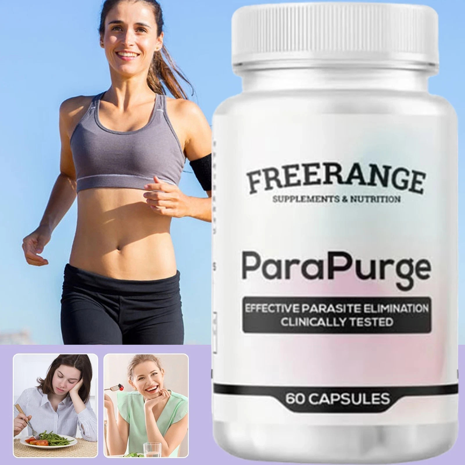 3 Pcs FreeRange ParaPurge Advanced Parasite Cleanser 180 Capsules Para Purge