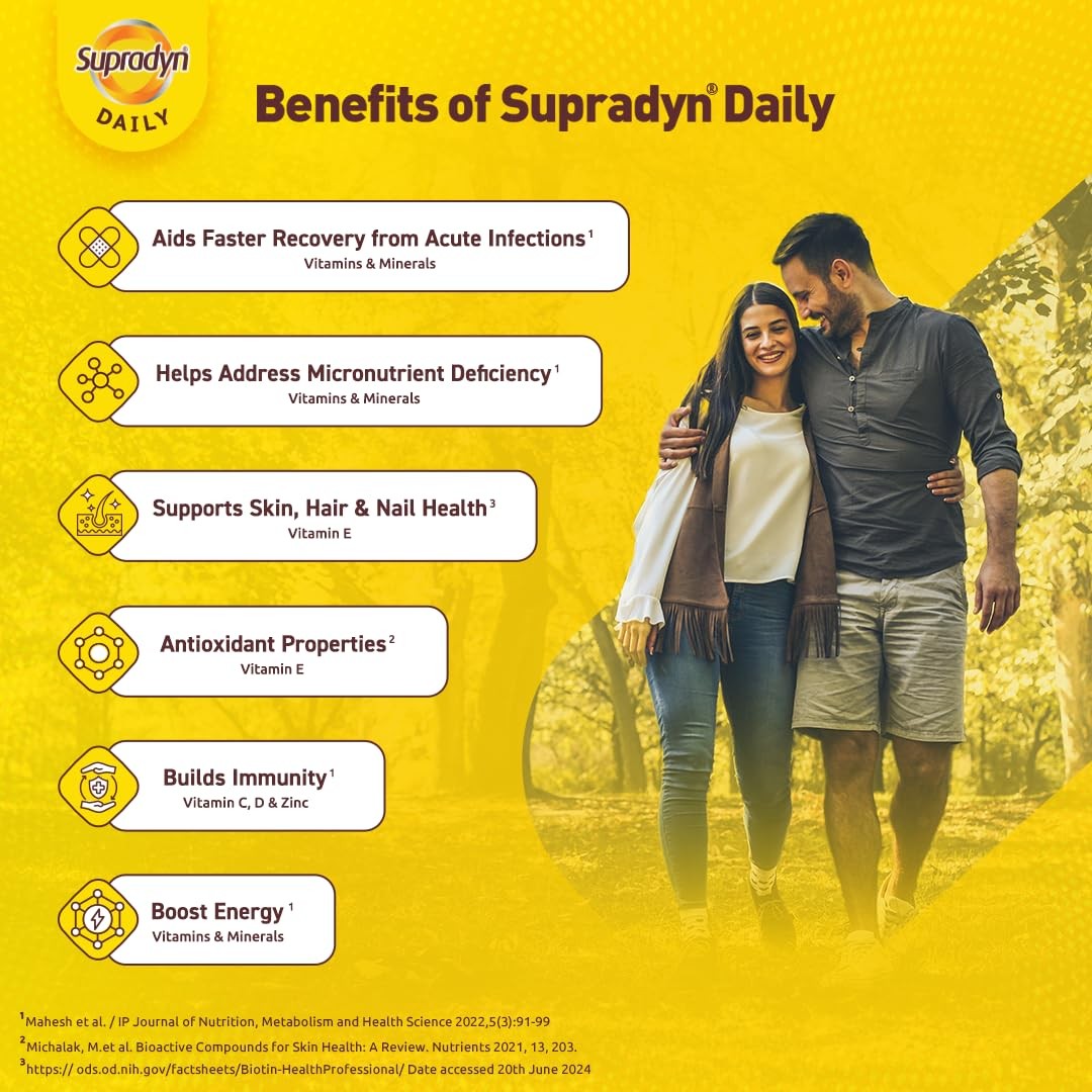 Supradyn Daily Multivitamin 15 Tablets for Unisex | Daily Immunity and 2X Energy