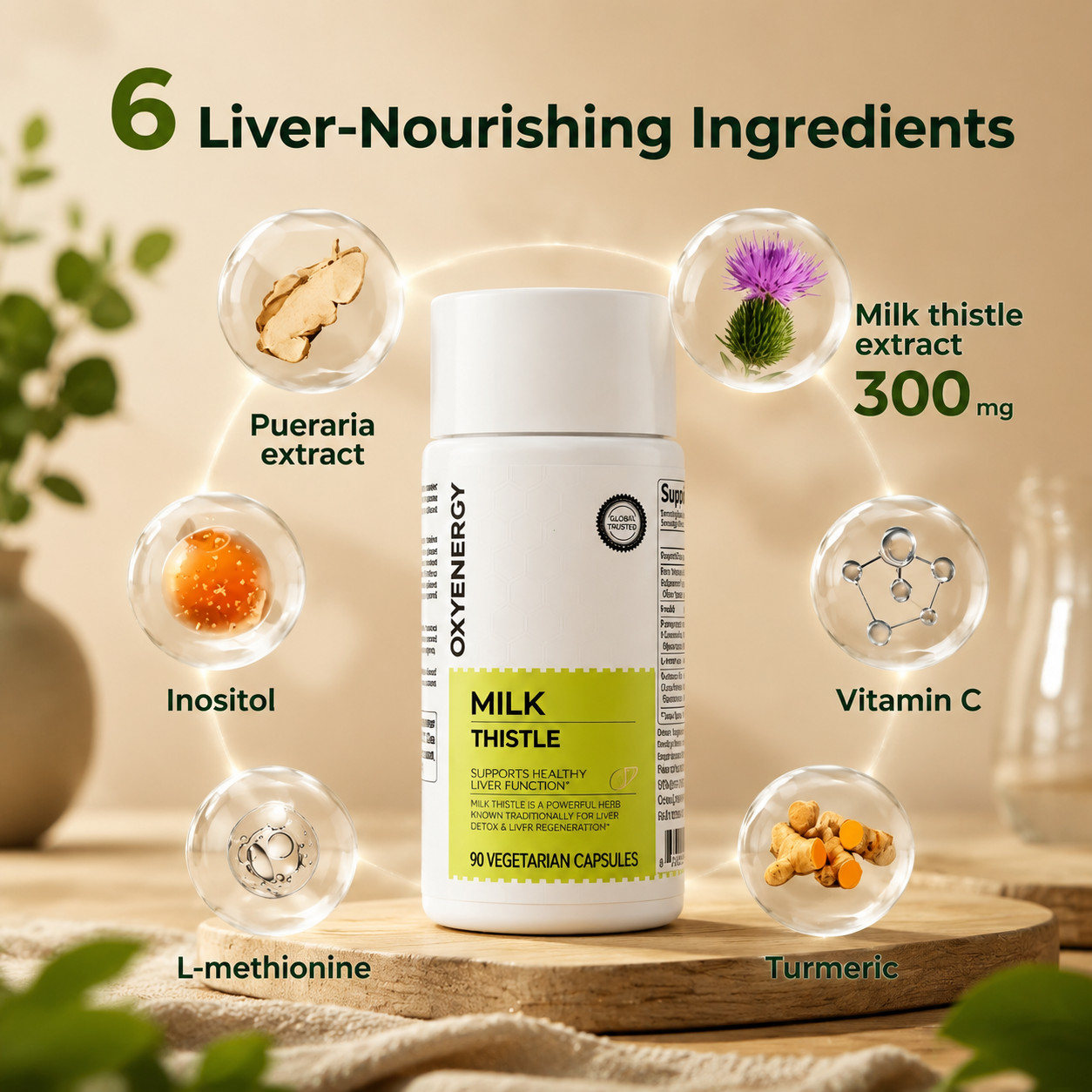 Oxyenergy Milk Thistle 300mg – Liver Cleanse & Detox Support, 90 Vegan Caps