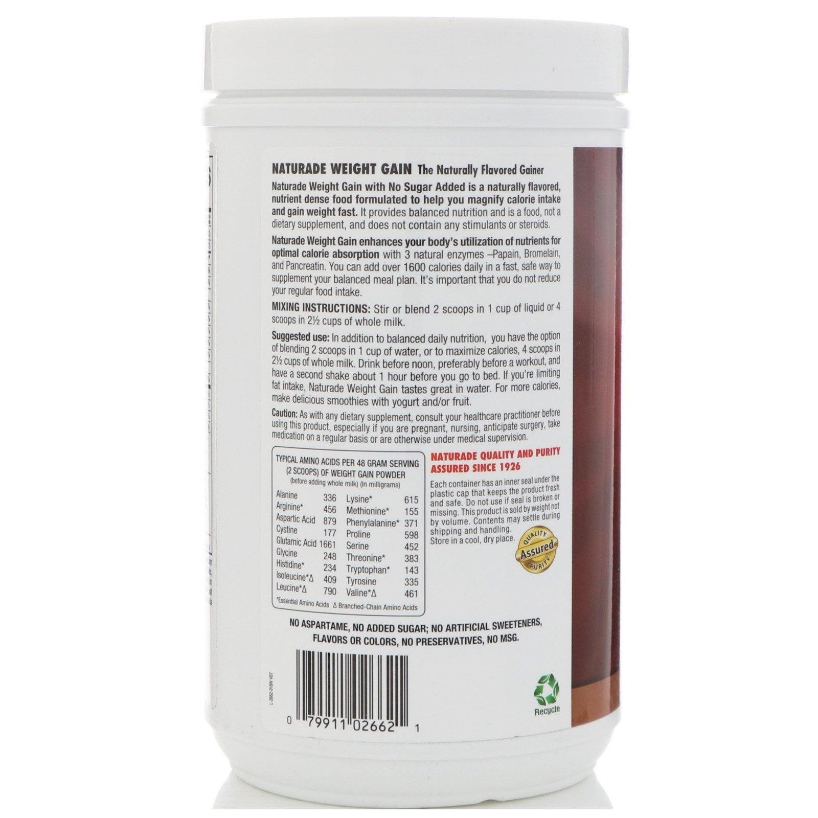 Naturade Weight Gain Chocolate 20 3 oz 576 g Gluten-Free, No Artificial Colors,