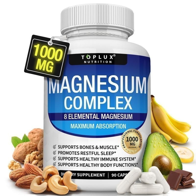 NEW Magnesium complex supplement: 1000mg of 8-element magnesium, 90 capsules+++-