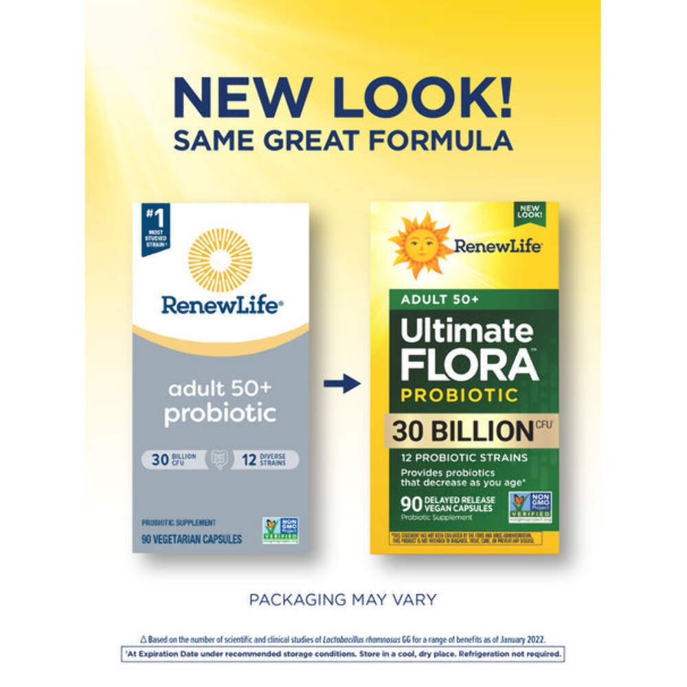 Renew Life Probiotic Adult 50 Plus Probiotic Capsules, Daily Supplement Supports
