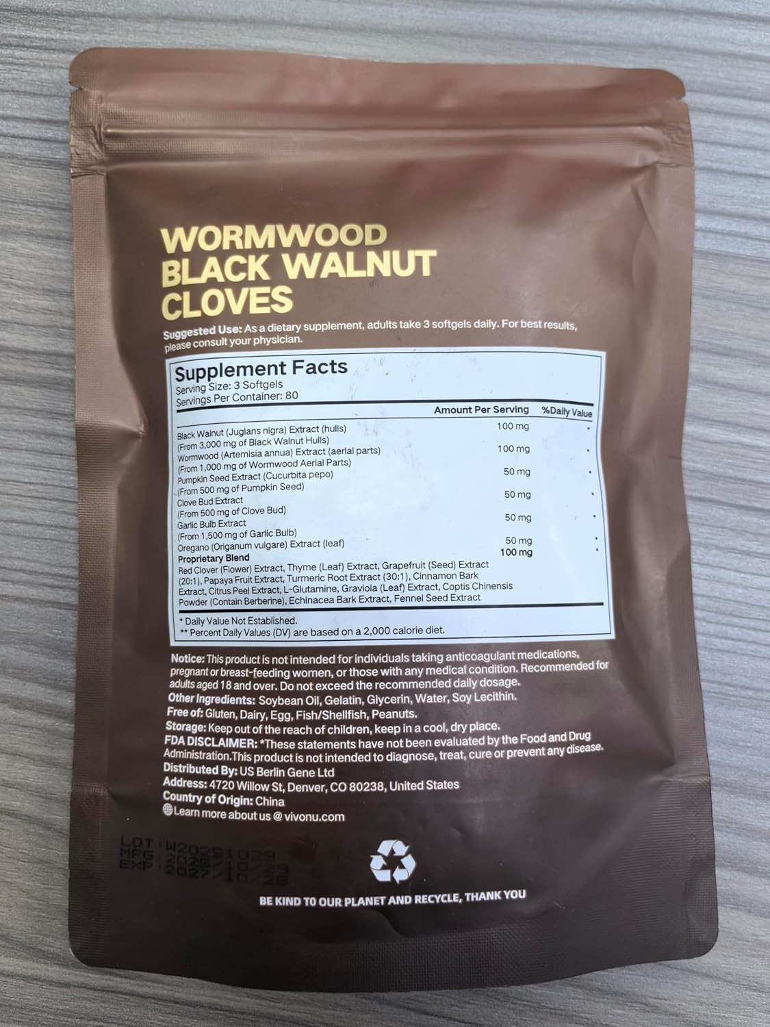 240 Softgels of 18-in-1 Black Walnut & Wormwood Cleanse – 80 Day Digestive Detox