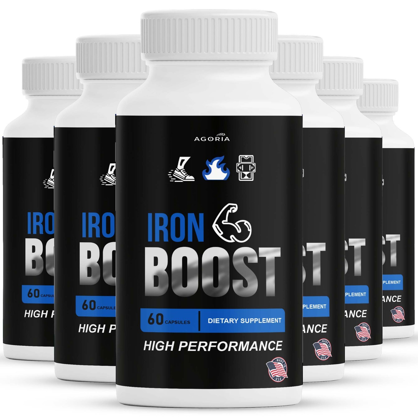 (6 Pack) Iron Boost High Performance Supplement, IronBoost Capsules