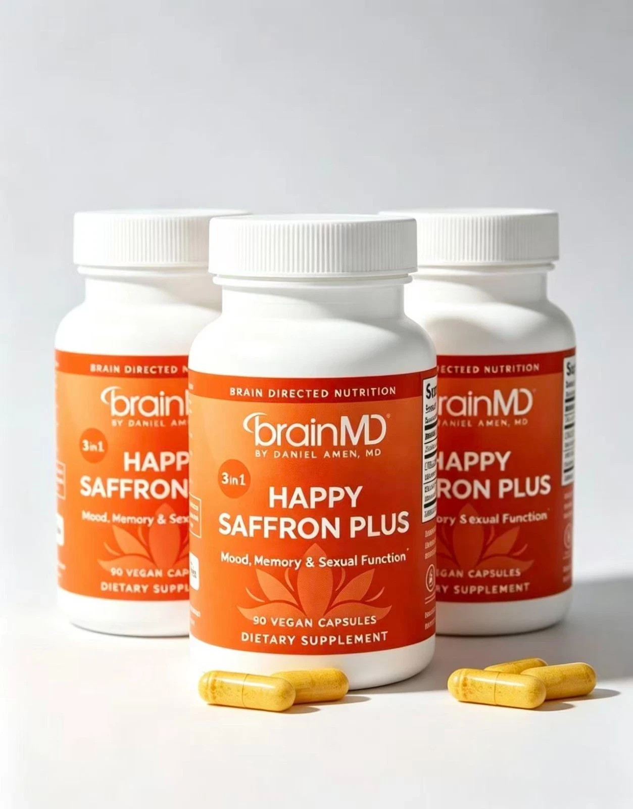 BrainMD Happy Saffron Plus – 3 Bottles – Mood & Memory Support – 90ct Each