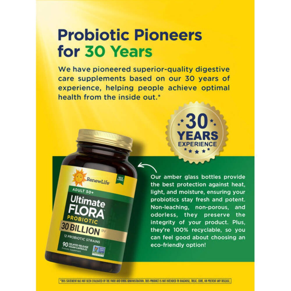Renew Life Probiotic Adult 50 Plus Probiotic Capsules, Daily Supplement Supports