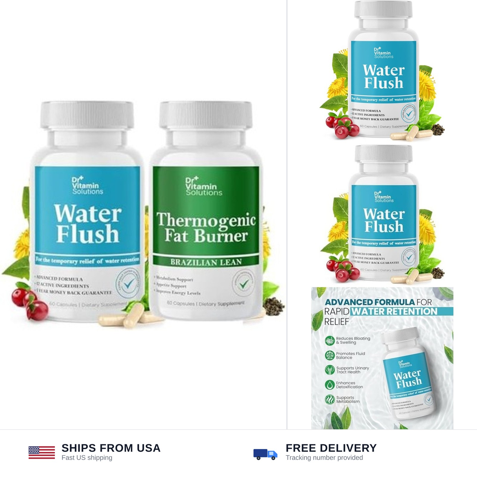 Diuretic Water Pills & Thermogenic Fat Burner Bundle – 120 Caps