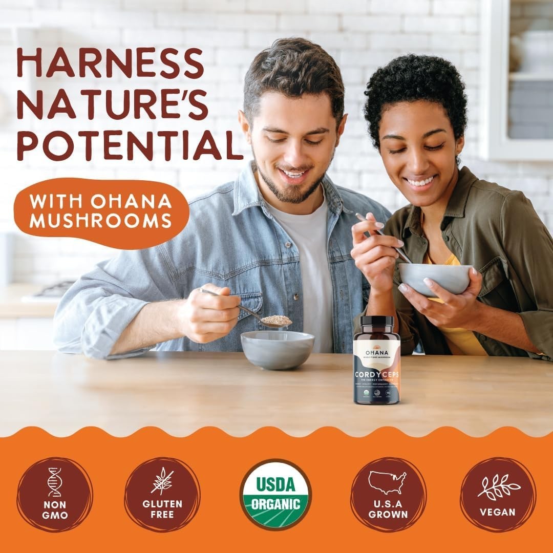 USDA Organic Cordyceps Supplement – Non-GMO and Gluten-Free Energy Boosting