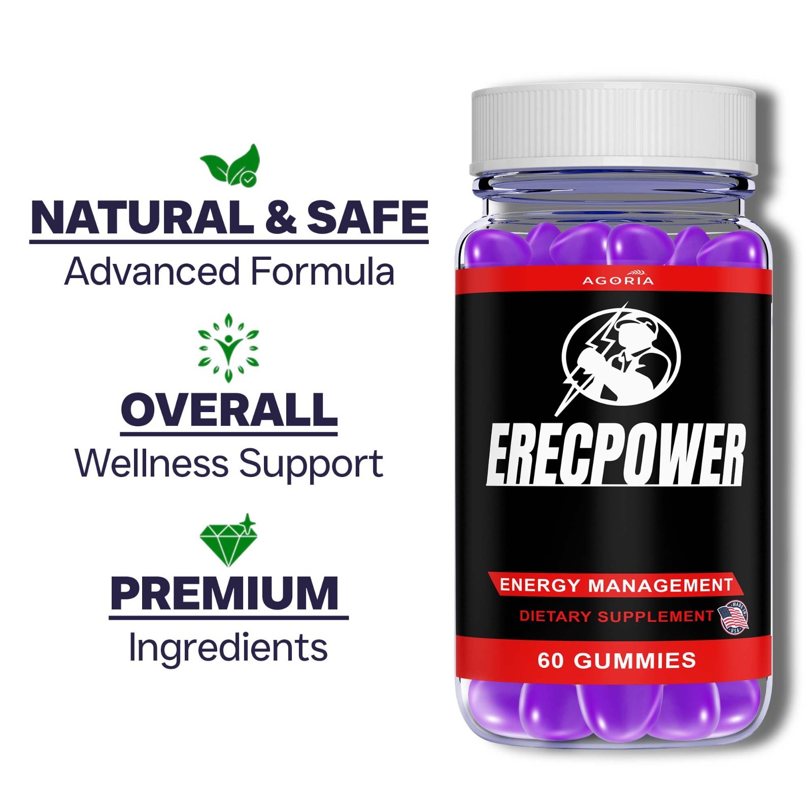 Erecpower Energy Management Multivitamin Health Supplement (300 Gummies) 5-Pack