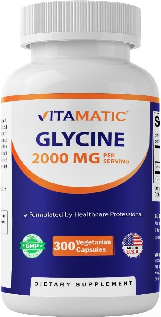 High-Potency Glycine 2000mg – 300 Non-GMO, Gluten-Free Capsules for Adults
