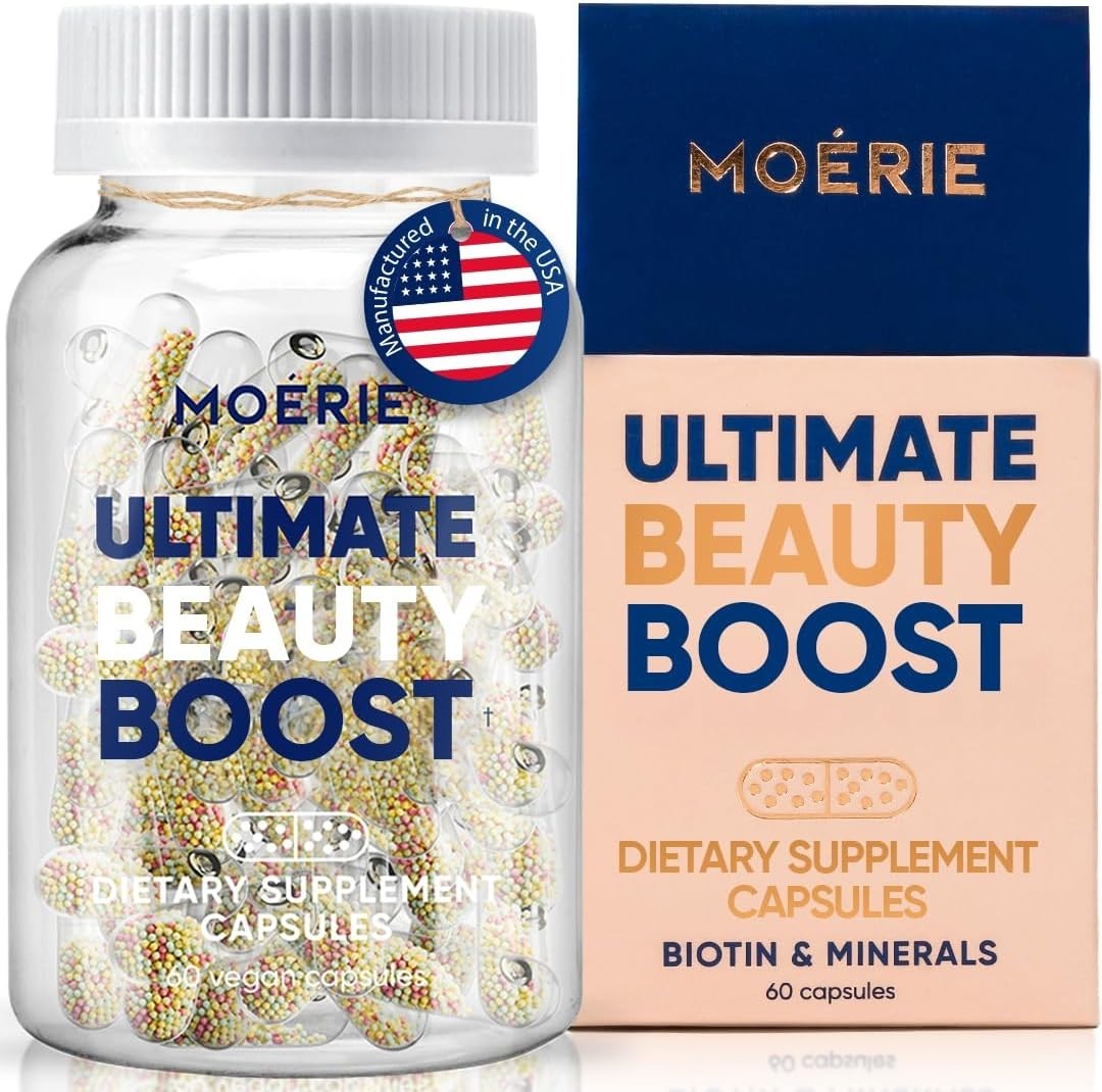 Moerie Hair Boost Supplements – Biotin & Minerals for Hair, Skin & Nails, 60 Cap