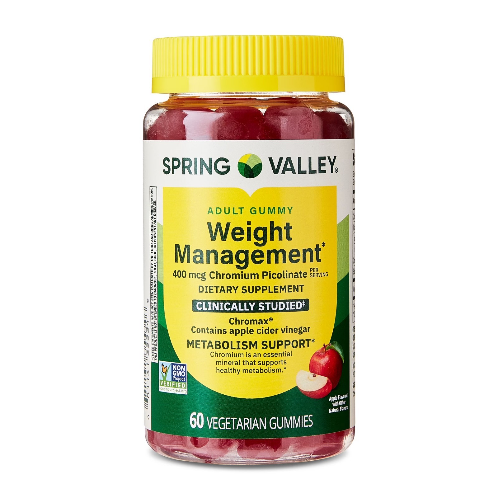 Spring Valley Non GMO Weight Management Dietary Supplement Gummies,Apple, 400Mcg