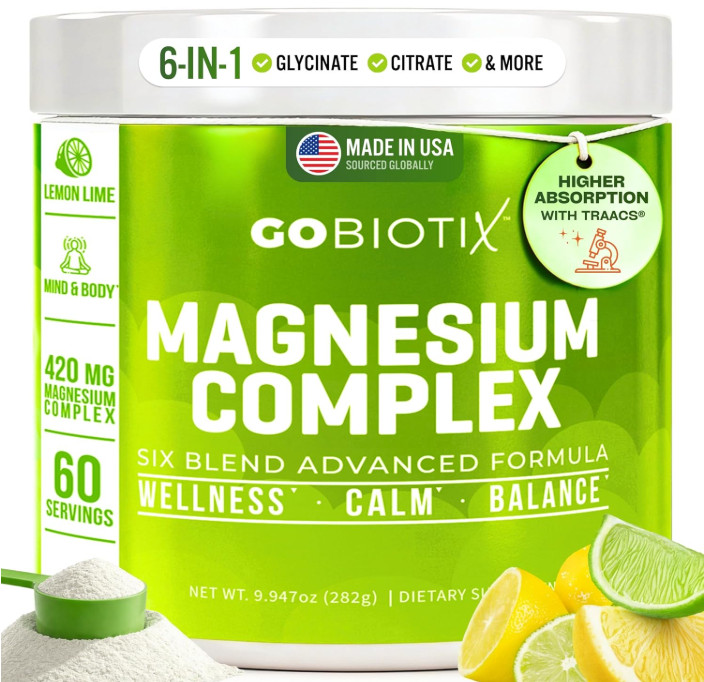GOBIOTIX Magnesium Glycinate Powder, 6-Form Complex, 60 Servings