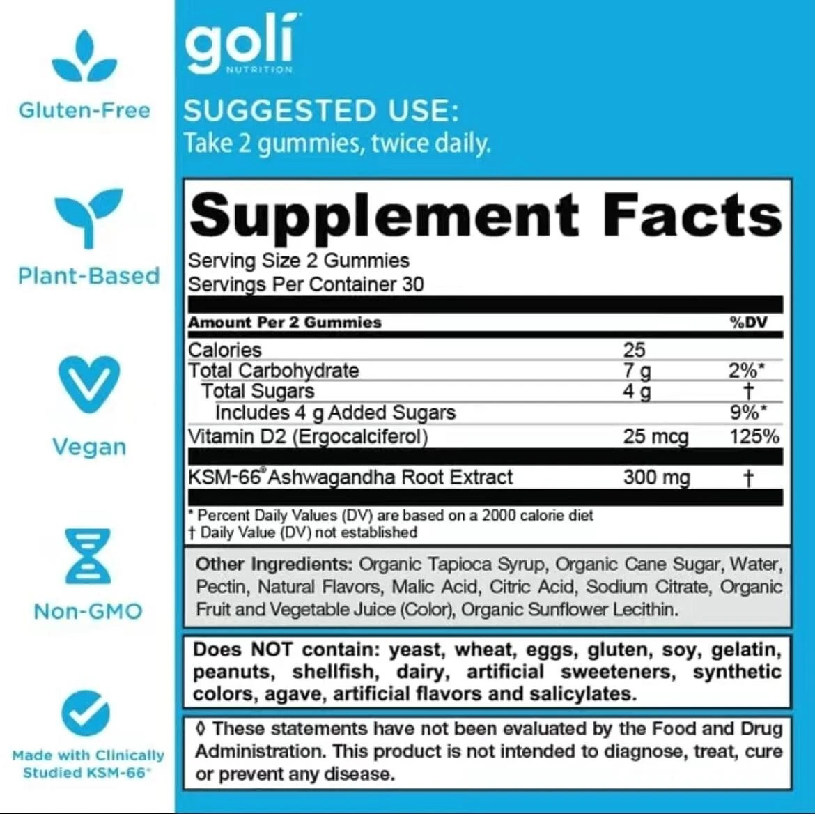 Goli Nutrition Ashwagandha Mixed Berry Gummies – 60 Count