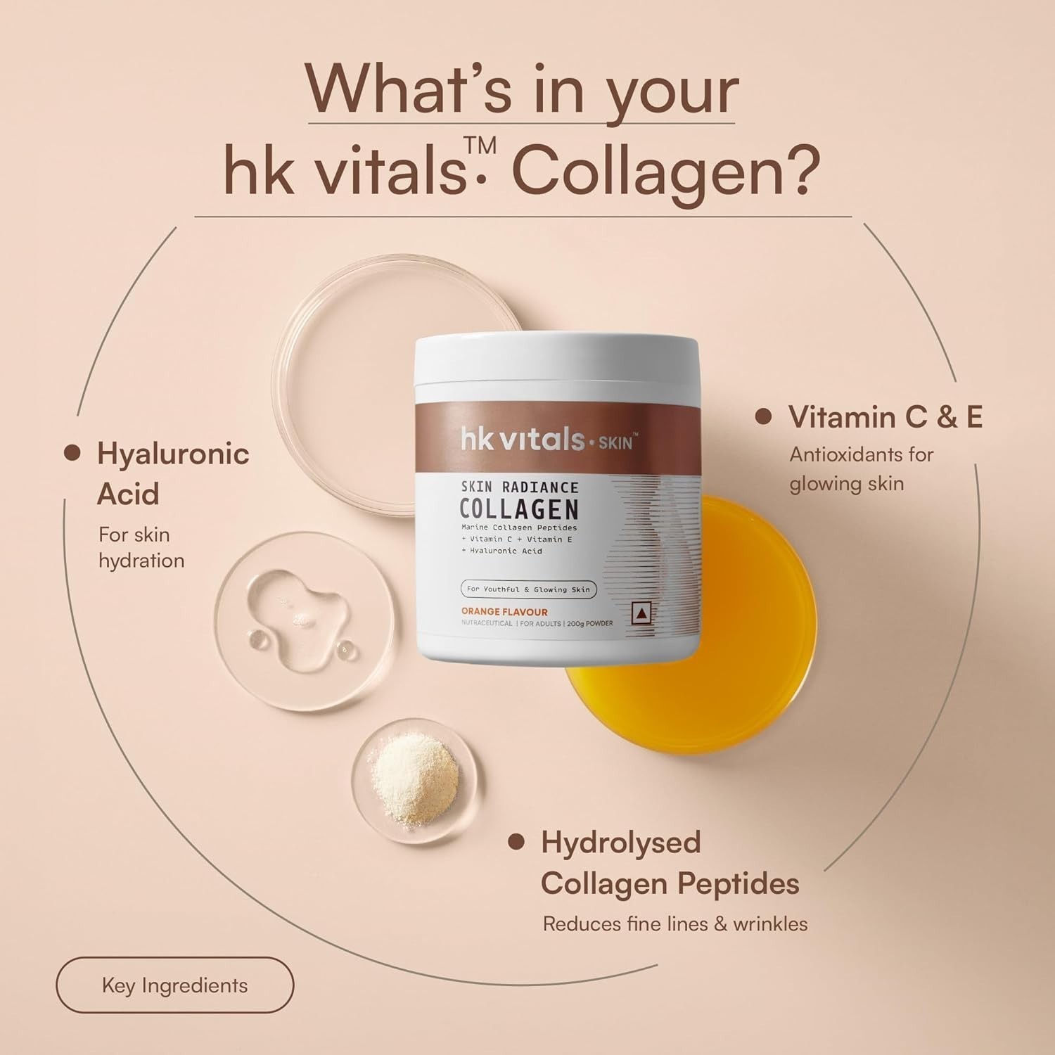 HealthKart HK Vitals Skin Radiance Collagen Powder – 200gm (Orange)