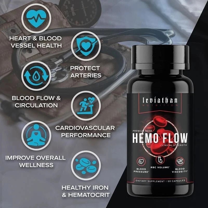 3Pcs-Leviathan Nutrition Hemo Flow Supplement Nattokinase with forNitric Oxide