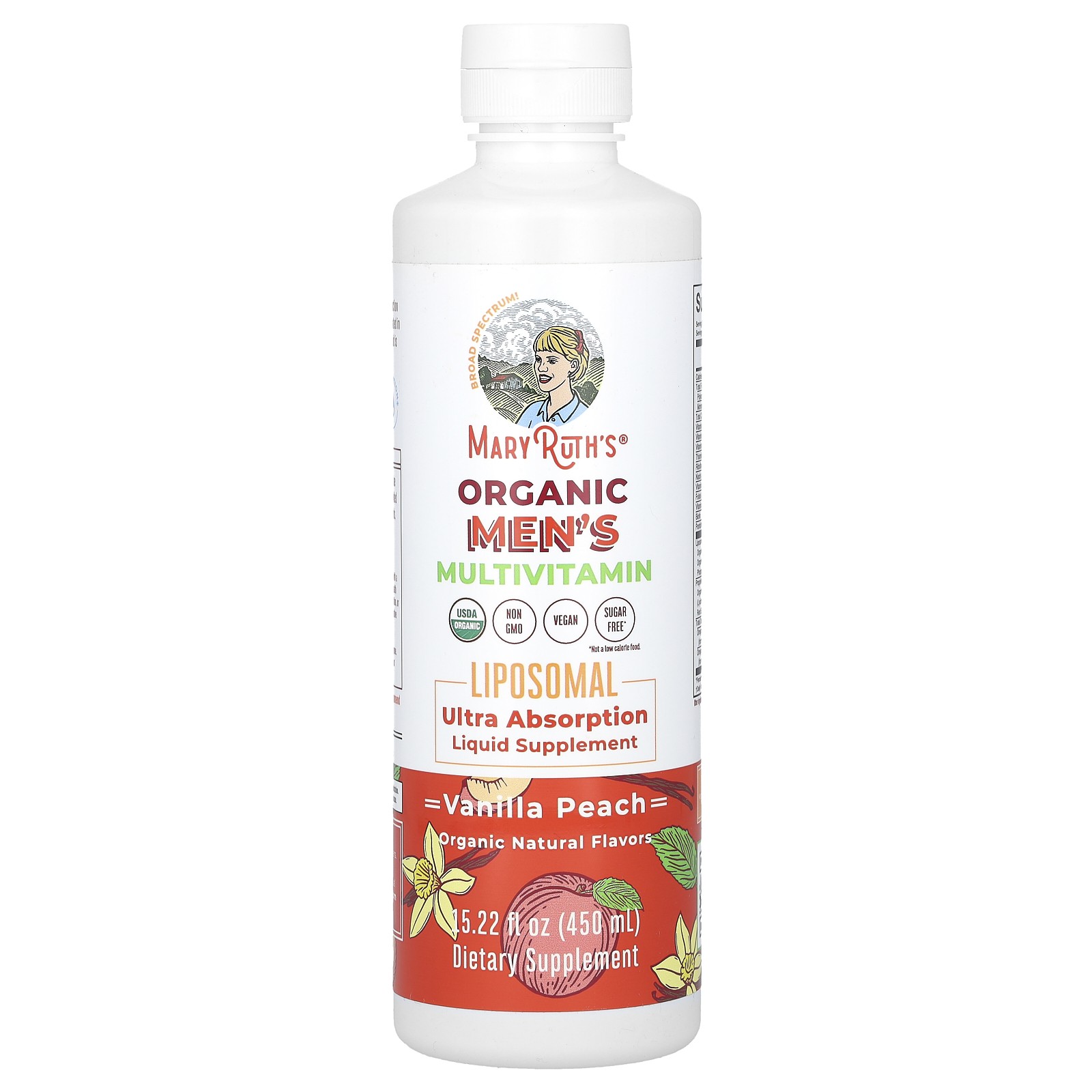 Organic Men’s Multivitamin Liposomal, Vanilla Peach, 15.22 fl oz (450 ml)