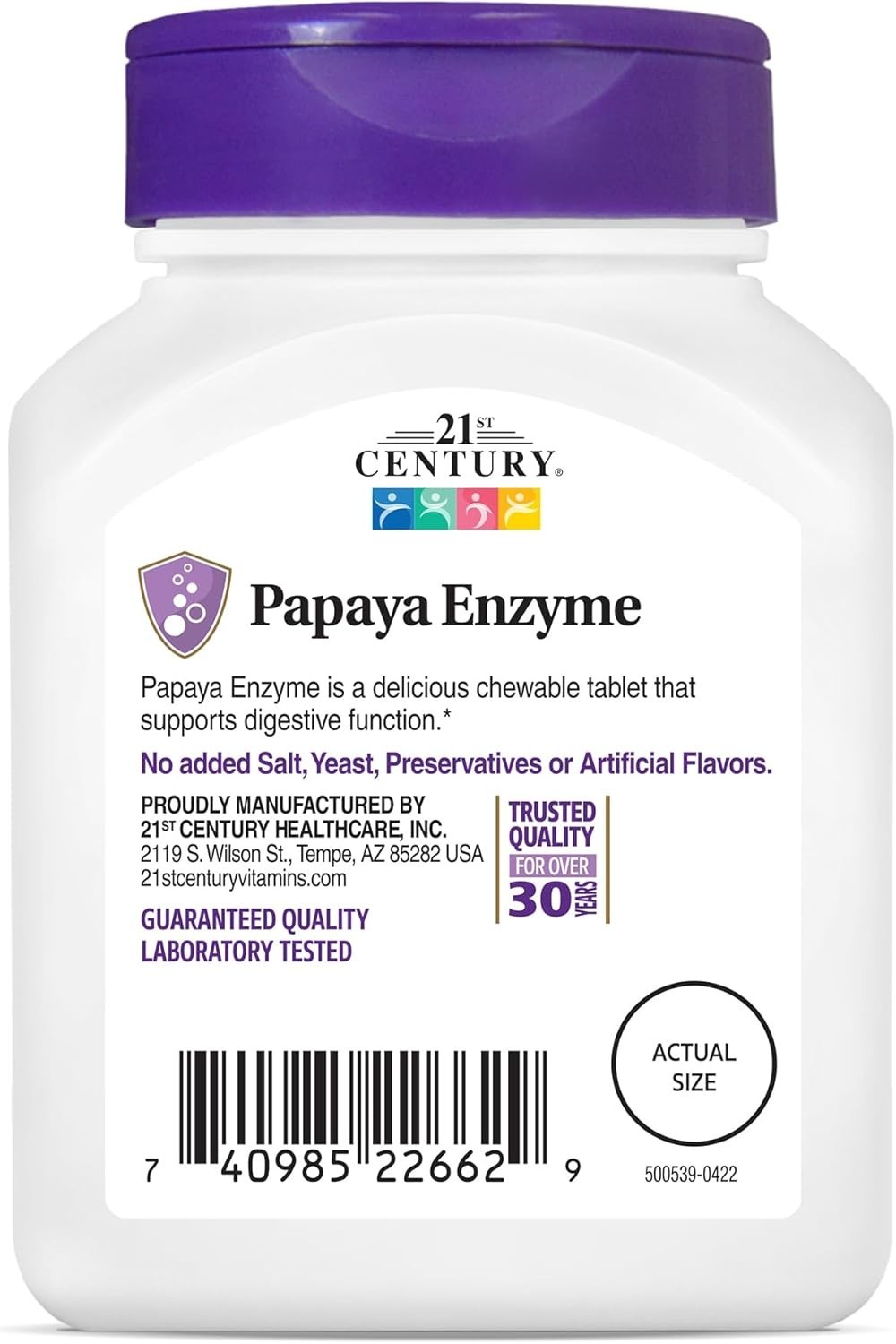 Papaya Enzyme Chewable Tablets, Tropical, 100 Count