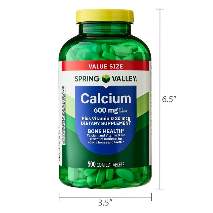 Spring Valley Calcium Plus Vitamin D Tablets 600 mg Bone Joint Health 500 Count