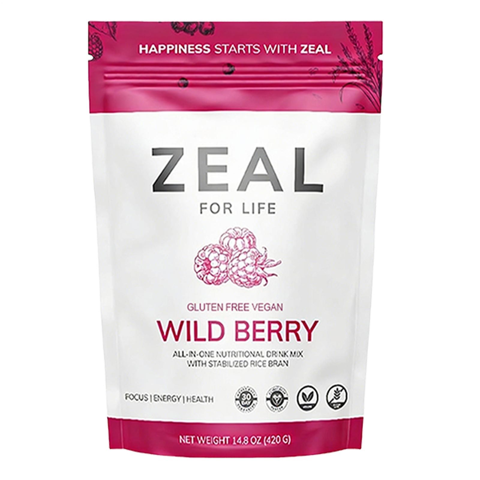 Zeal for Life 30-Day Wellness Bag – Wild Berry (Guarana Free)- for Focus Energy