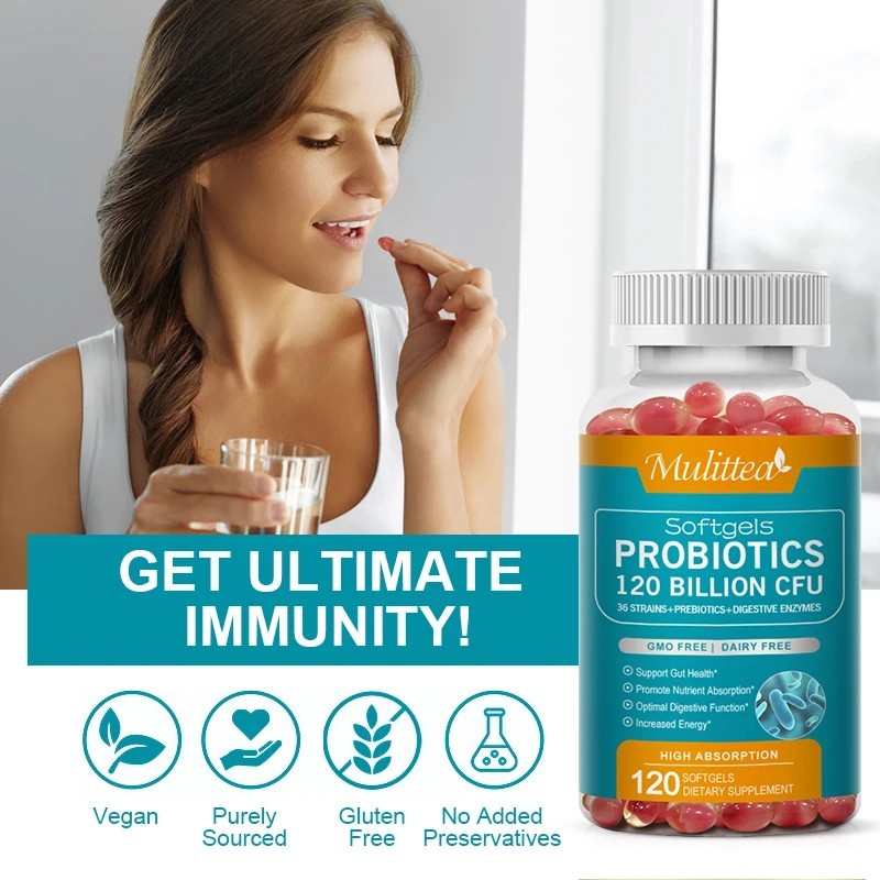 Mulitea 12 Billion CFU Probiotics Unisex, Vegetarian Capsules, Non-GMO, NEW US