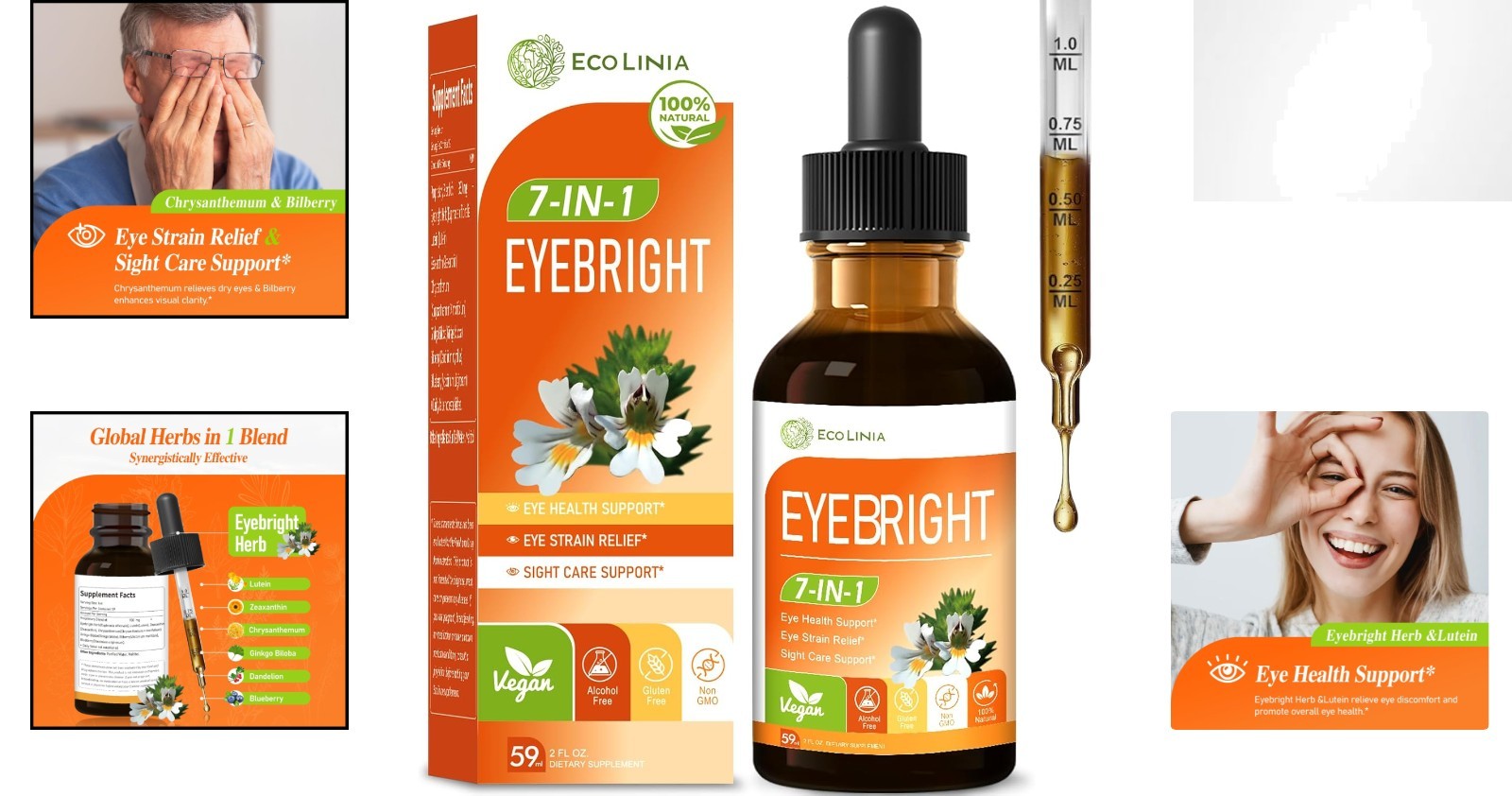 Natural Eye Health Drops with Eyebright & Blueberry Extract – 2 oz Tincture