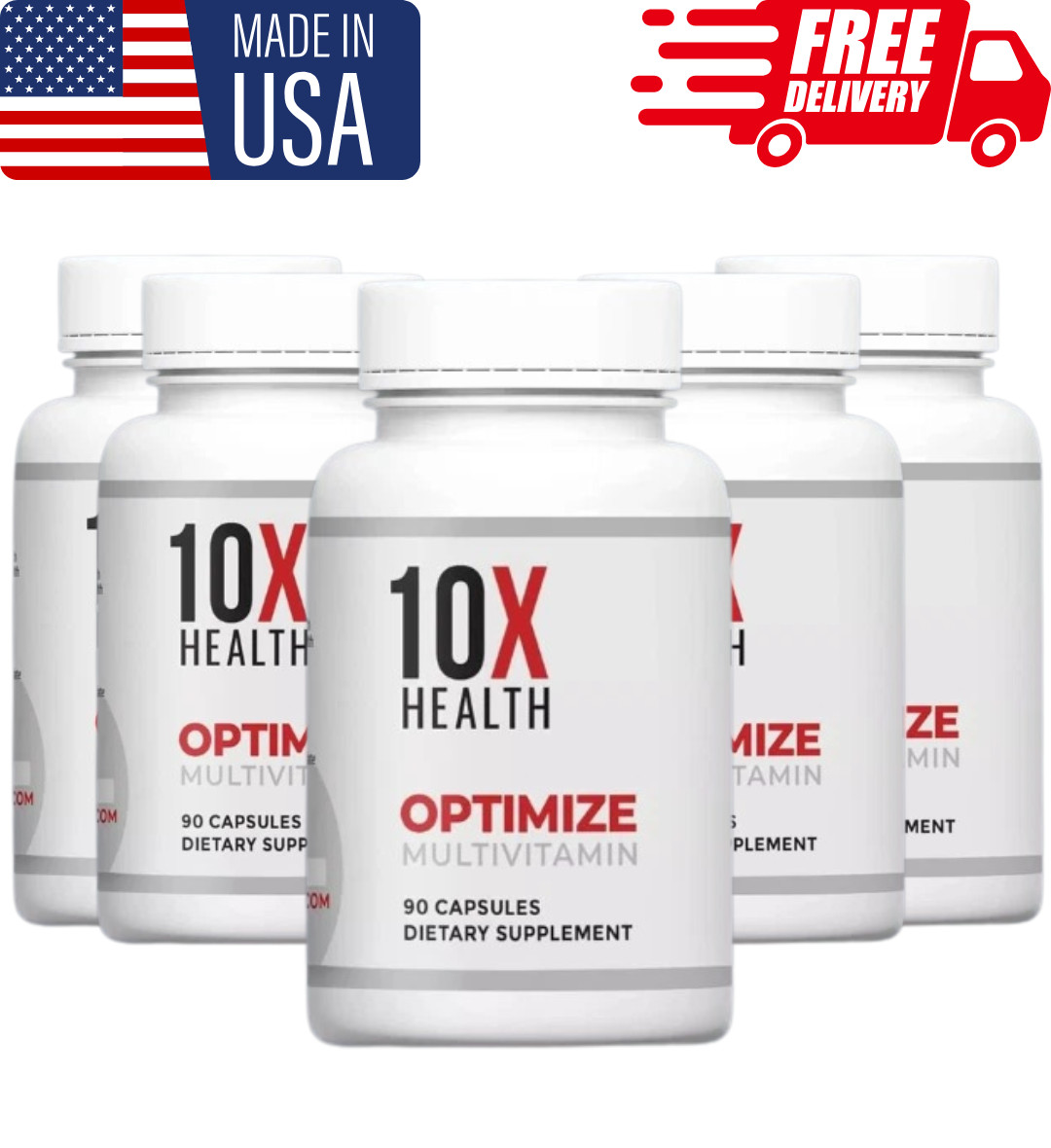 pack of 5 AUTHENTIC 10X Health Optimize Methylated Multivitamin 90 Caps