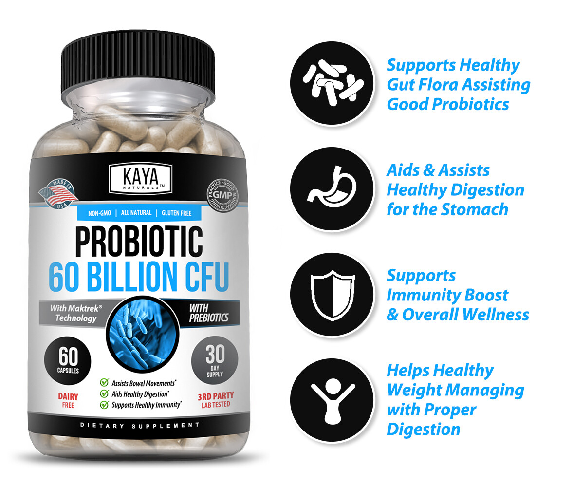(2 Pack) Probiotic 60 Billion with Prebiotics Immune Function Healthy Digestion
