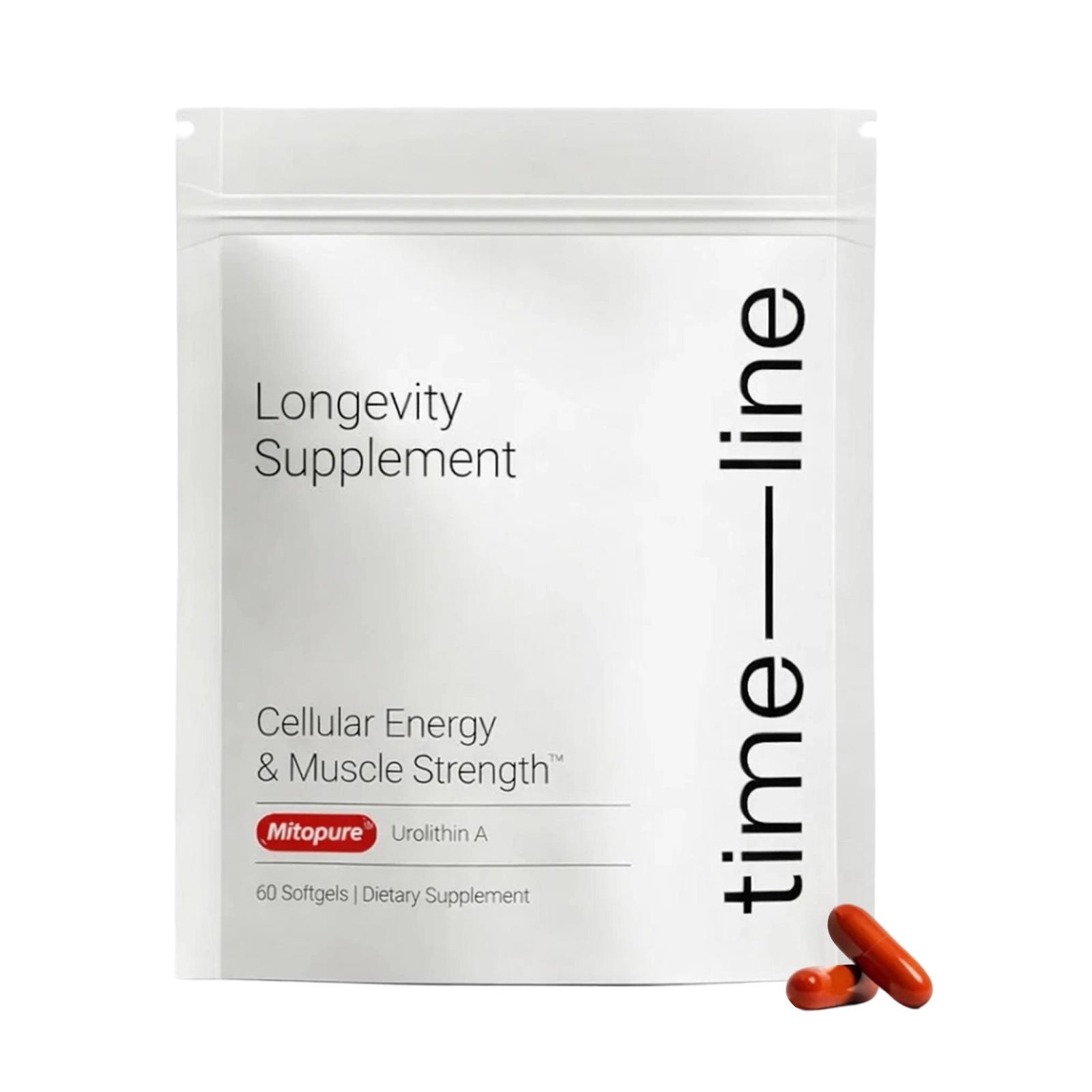 Time-Line Longevity Supplement Urolithin A, 60 Softgels, Muscle Strength Support
