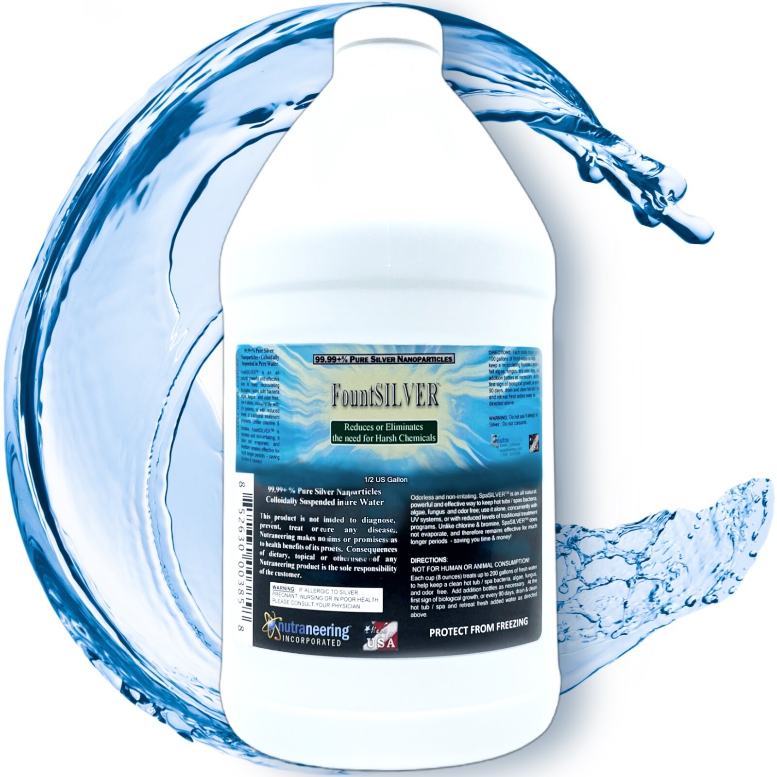 FountSILVER™ Water Booster Diatomic AgNP Water Fountain Treatment: 1 Gallon