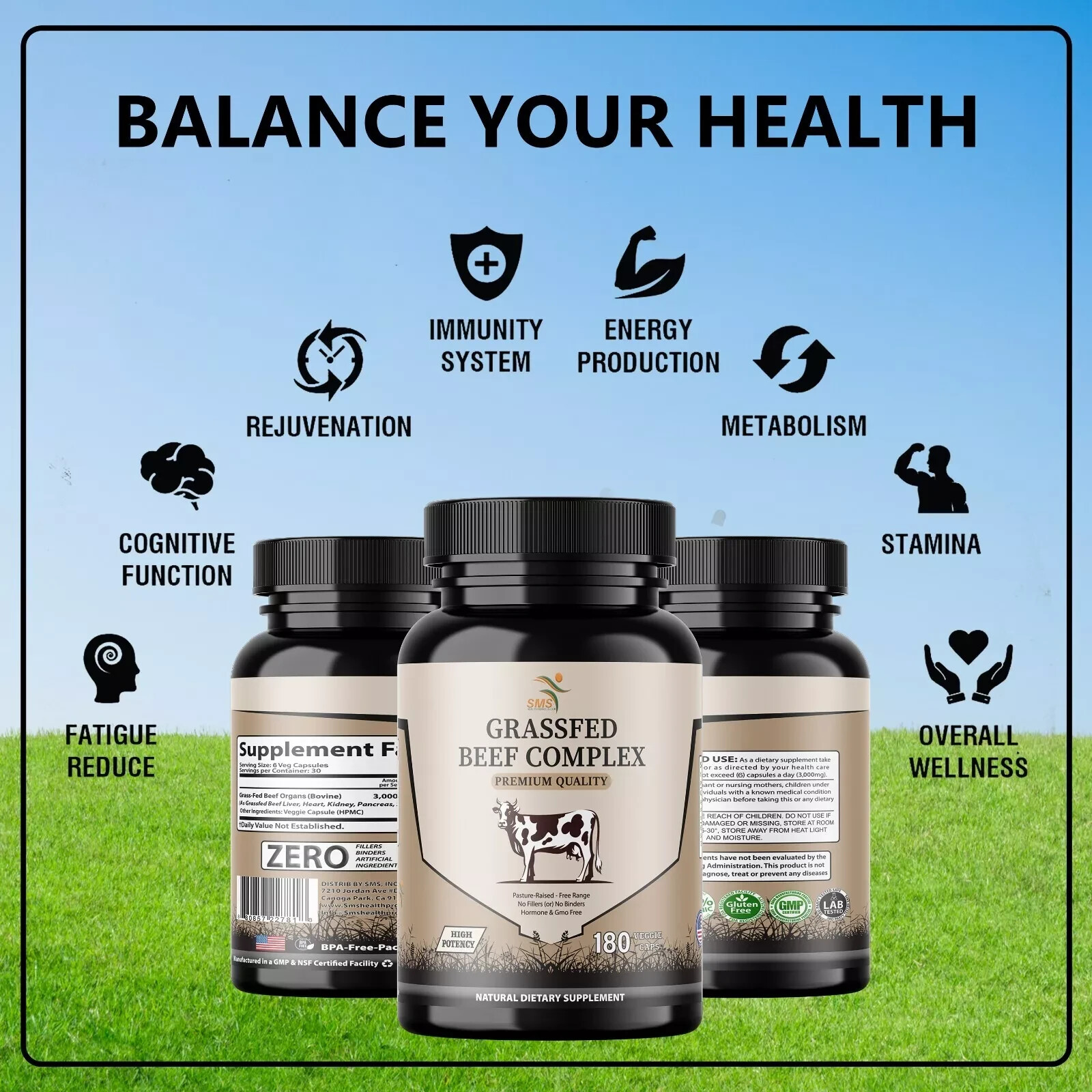 Desiccated Beef Organ Complex, Certified 100% Grass Fed Undefatted 180 Capsules