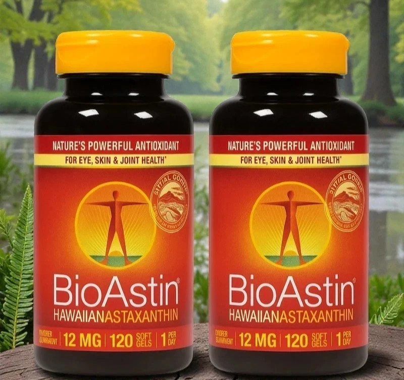 2 X BioAstin Hawaiian Astaxanthin 12 mg Supplement 120 Soft Gels – Exp 12/2028