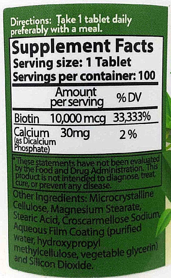 BIOTIN 10,000mcg HAIR,SKIN,NAIL HEALTH -CLEANEST FORMULA-MAXIMUM DOSAGE