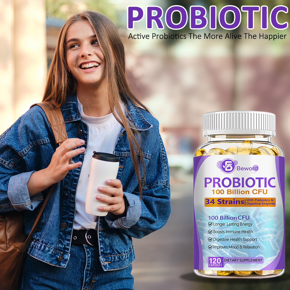 Probiotics Digestive Enzymes 100 Billion CFU Potency Immune Health 120 Capsules