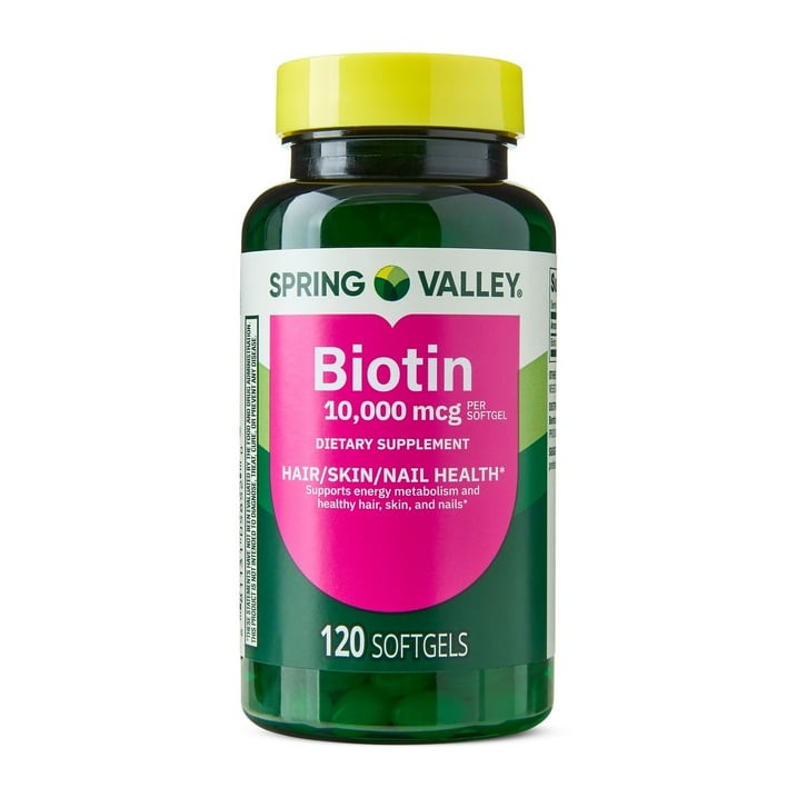 Spring Valley Biotin Softgels 10000 mcg Hair Skin Nails 120 Count