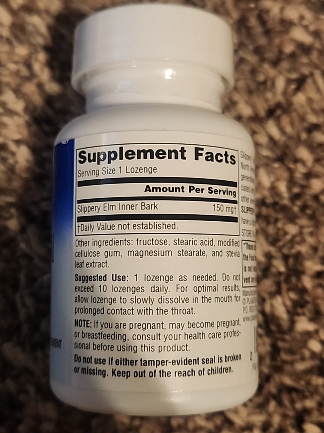 Planetary Herbals Slippery Elm Lozenges 24 Herbal Throat Support 150 mg