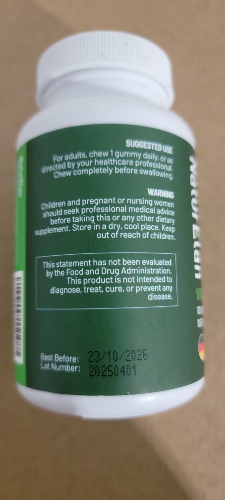 NaturElan Vitamin D3 2000 IU (50 mcg) Peach Gummies 120 Ct Supplement EX: 10/26