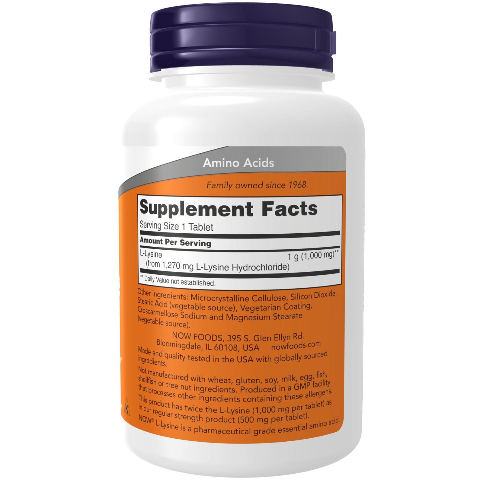 (L-Lysine Hydrochloride) 1,000 mg, Double Strength, Amino Acid, 100 Tablets