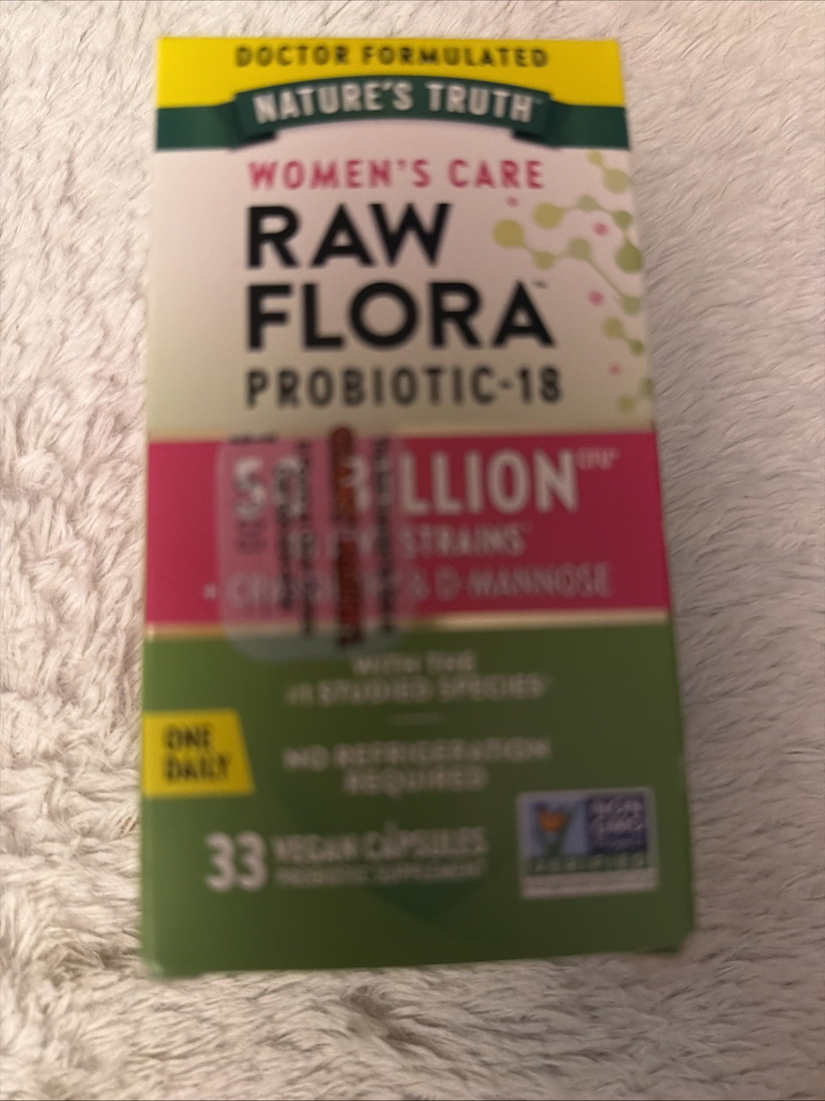 Nature’s Truth Raw Flora Probiotic18+ Cranberry & D-Mannose 33 Caps Exp 02/2027