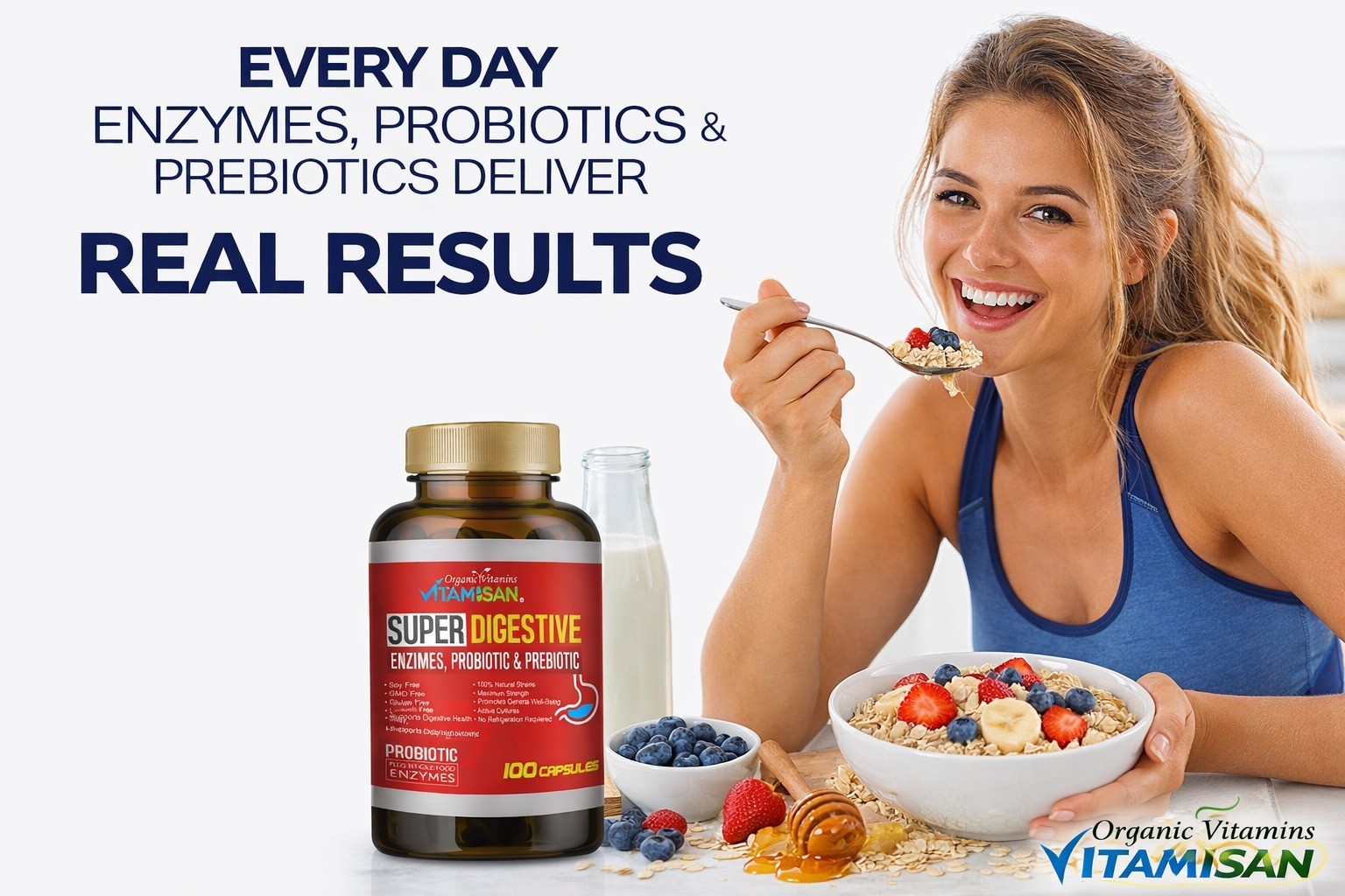 Enhanced Super Digestive Enzymes 100 Caps probiotic & prebiotic