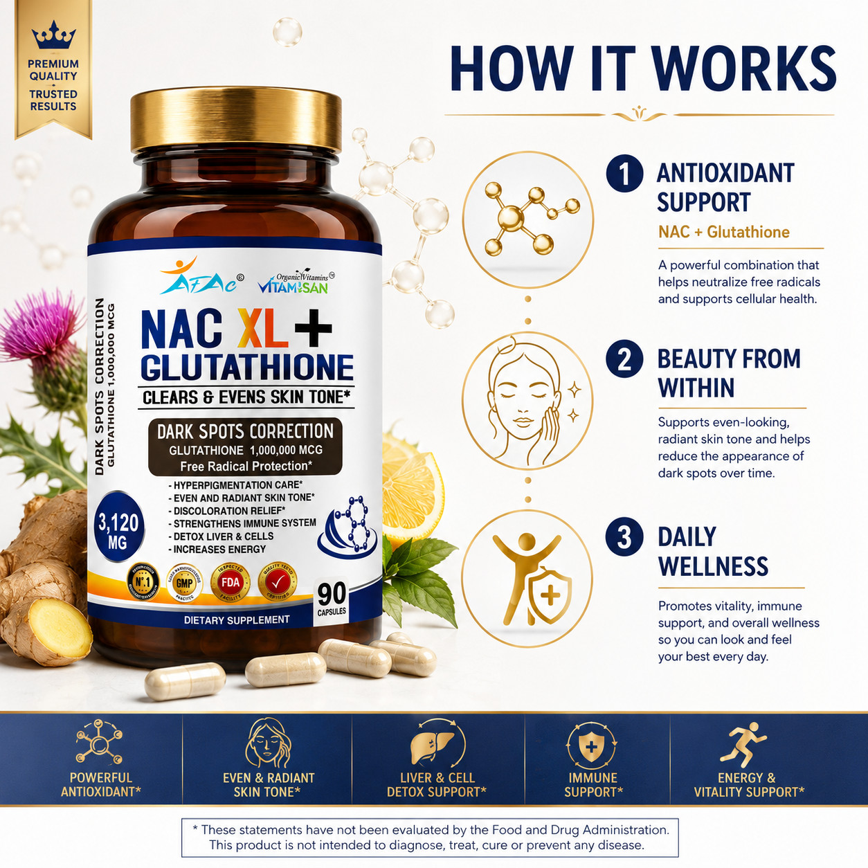 N-Acetyl L-Cysteine ( NAC) 180 CAPS Gluten free 3120Mg 2 bottles Non GMO 180 cap