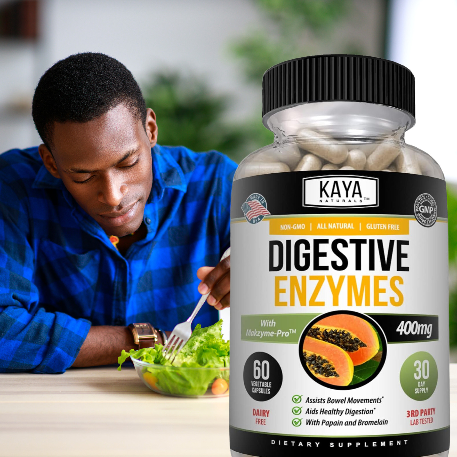 Digestive Enzymes w/ Prebiotic & Probiotics, Gas, Constipation & Bloating Relief