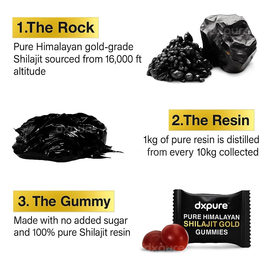 Pure Himalayan Shilajit Gold Gummies 3000mg With Ashwagandha Gokshura
