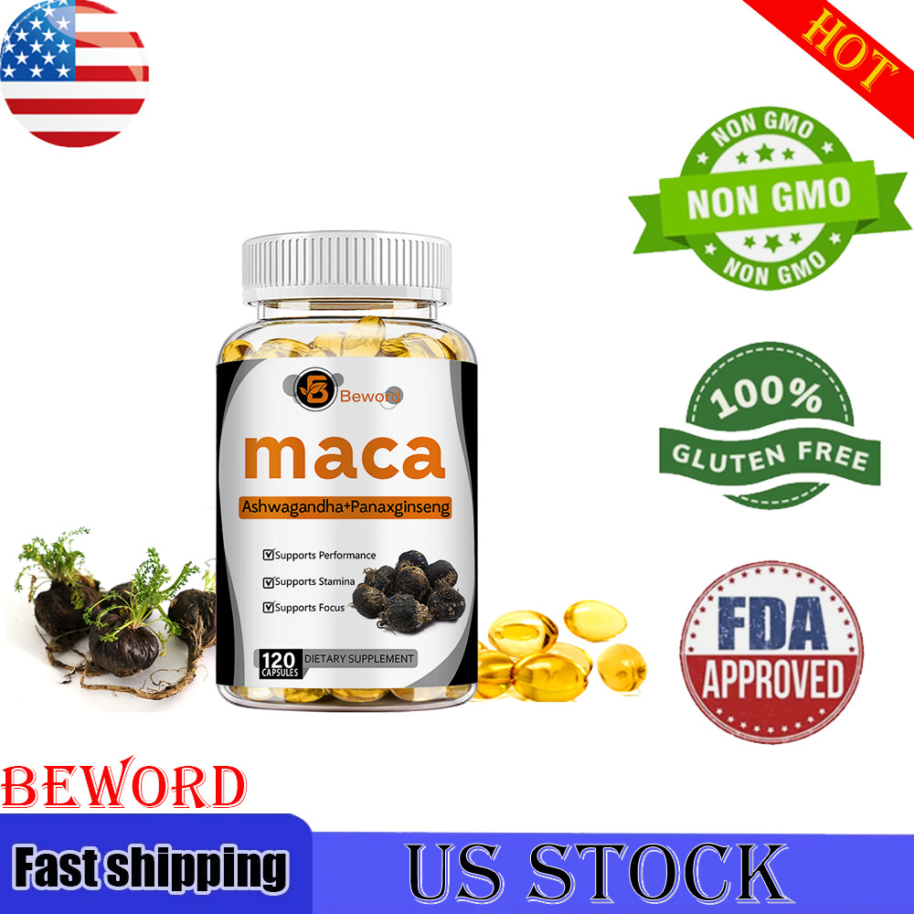 Organic Maca Root + Panax Ginseng 12000mg, Peruvian Maca Extract for Men & Women