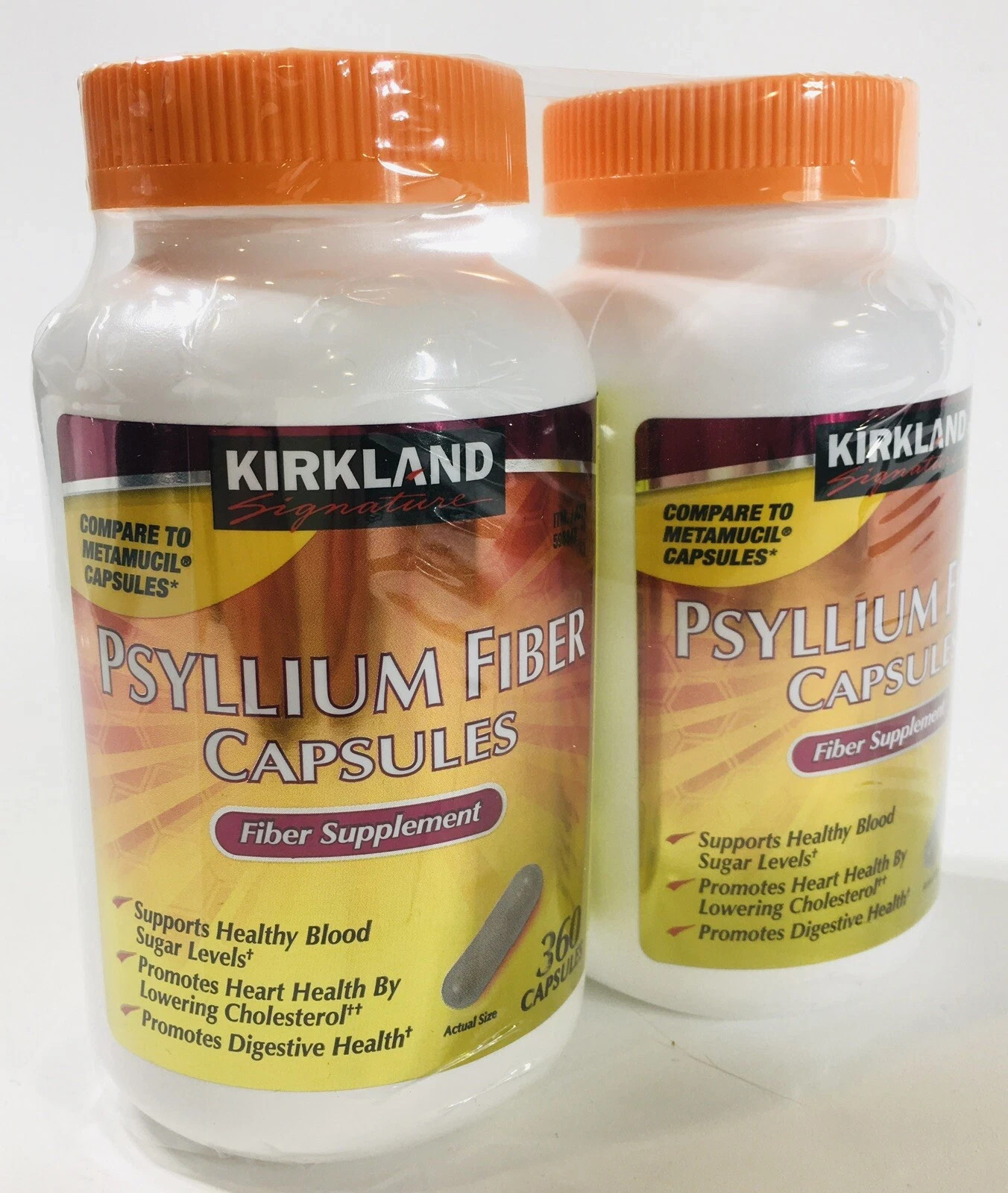 2-PACK Kirkland Signature Psyllium Husk Fiber Capsules 720 Capsules EXP 11/26