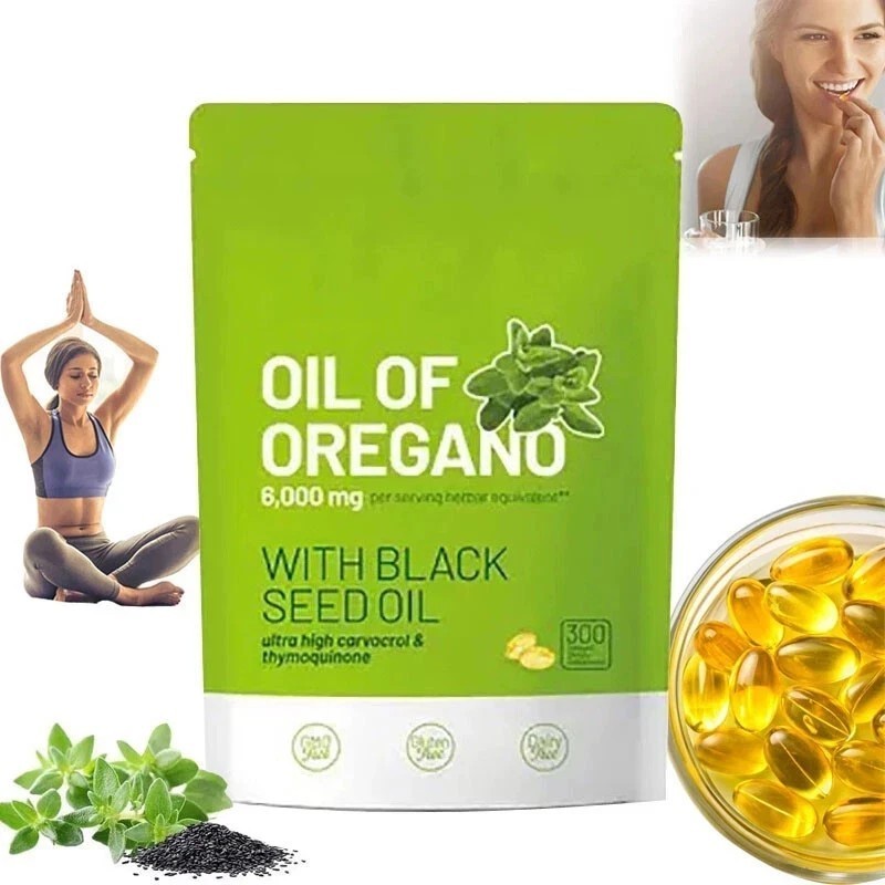 Oil of Oregano 300 Softgels with Black Seed Oil – 6000mg Oregano Oil NEW