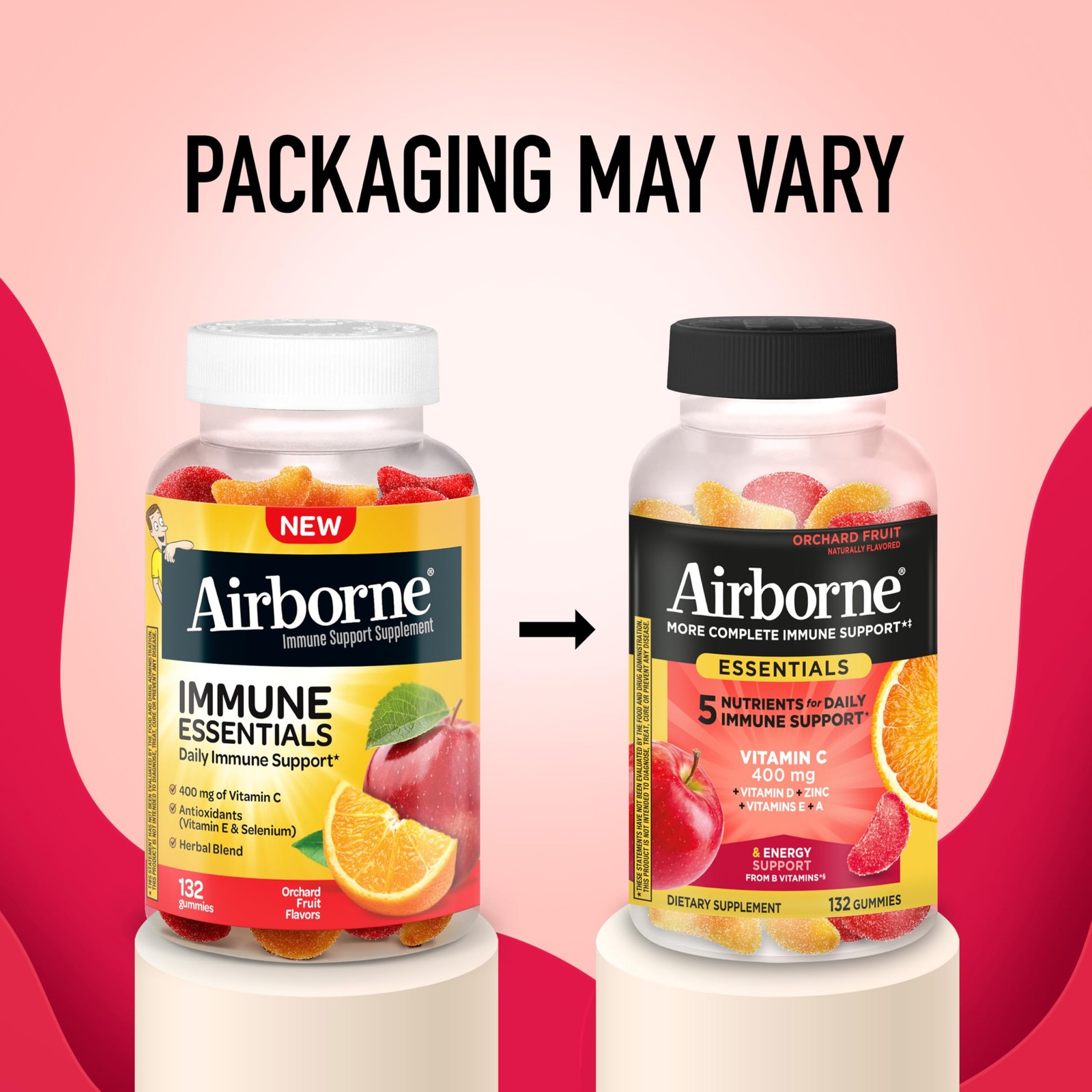Airborne Immune Essentials 132 Count (Pack of 1), Orchard Fruit Flavor