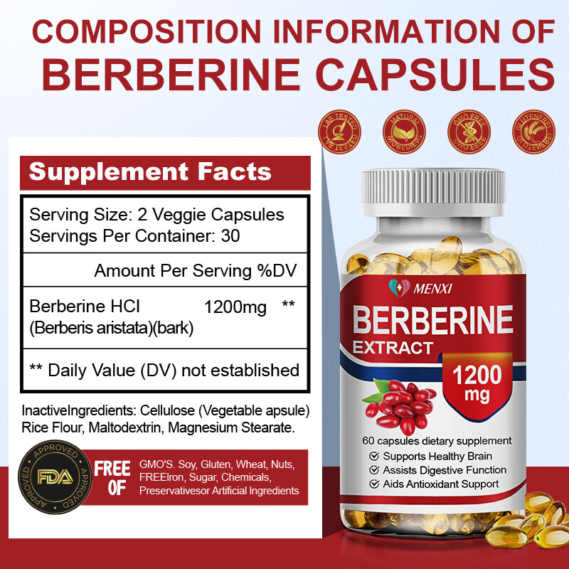 3 Packs Berberine 1200mg High Abosorption For Blood Sugar Immune 3 Months Supply