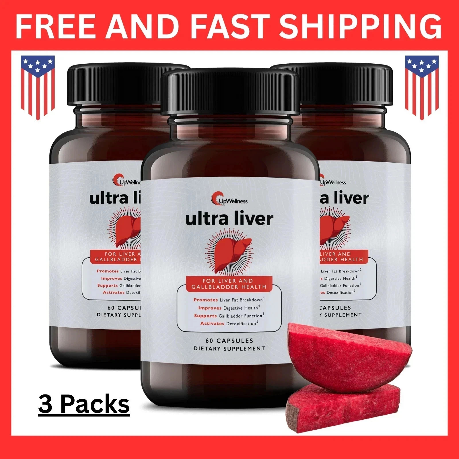 3Pcs designed for Ultra Liver Supplement UpWellness Liver Health and Gallblad…