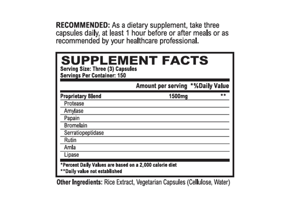 Vitalzym Systemic and Digestive Enzyme Formula 450 Caps – World Nutrition